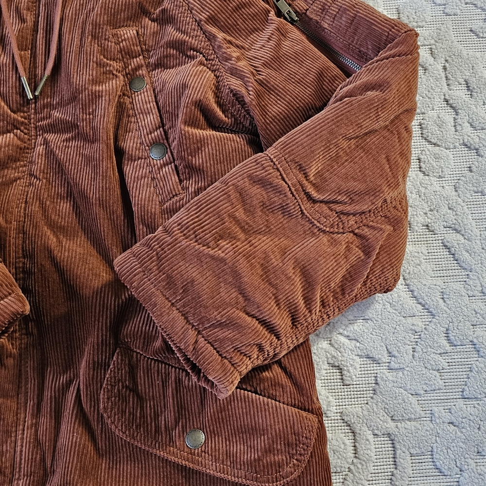 American Eagle Parka Brown Corduroy Puffer Winter Jacket - Picture 13 of 15